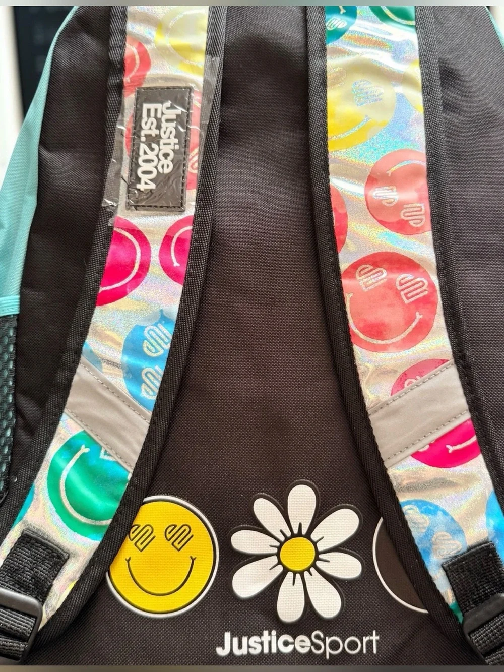 Justice Sport Smiles Teal Girls 17” Backpack Bundle Pack NWT